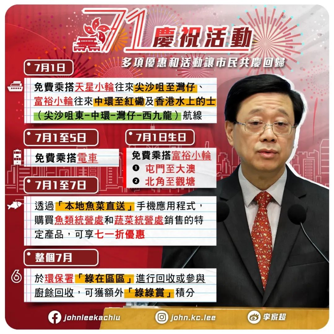 香港宣布！7月1日，这些全免费！